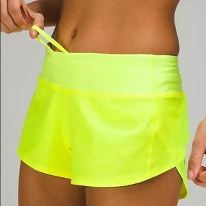 Bright yellow speed up shorts - lulu lemon
